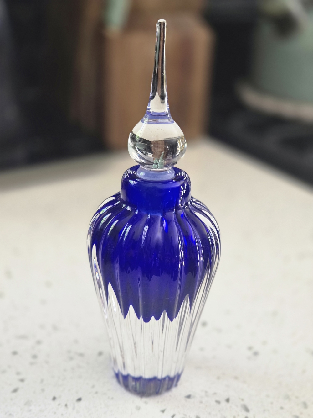 Vintage Glass With Stopper Royal Blue Vandermark Perfume Bottle